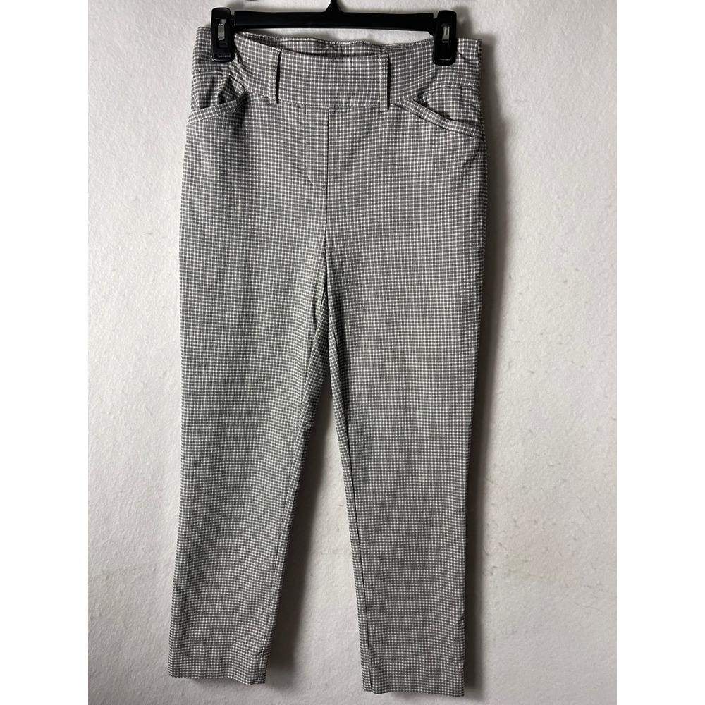 Hilary Radley Womens Black White Micro Check Ankle Pants Size S Small Stretch